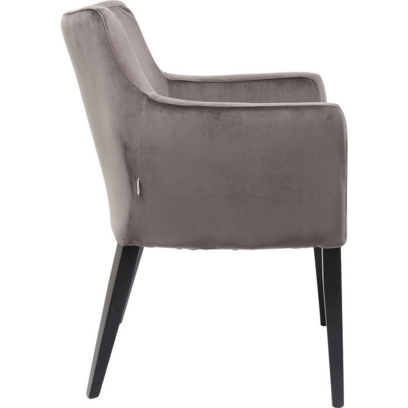 Chair with Armrest Black Mode Velvet Grey